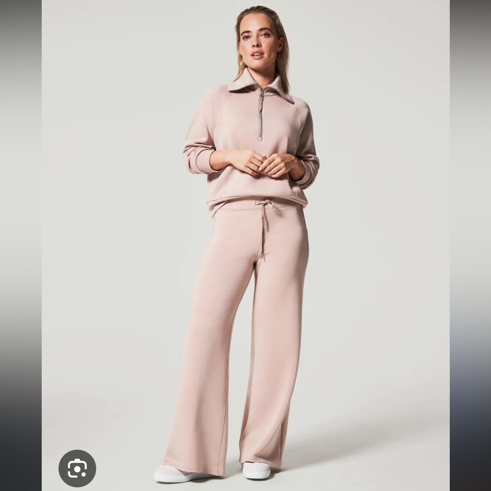 SPANX AirEssentials half zip top (SZ MED) and matching Wide leg pant (SZ SMALL)
